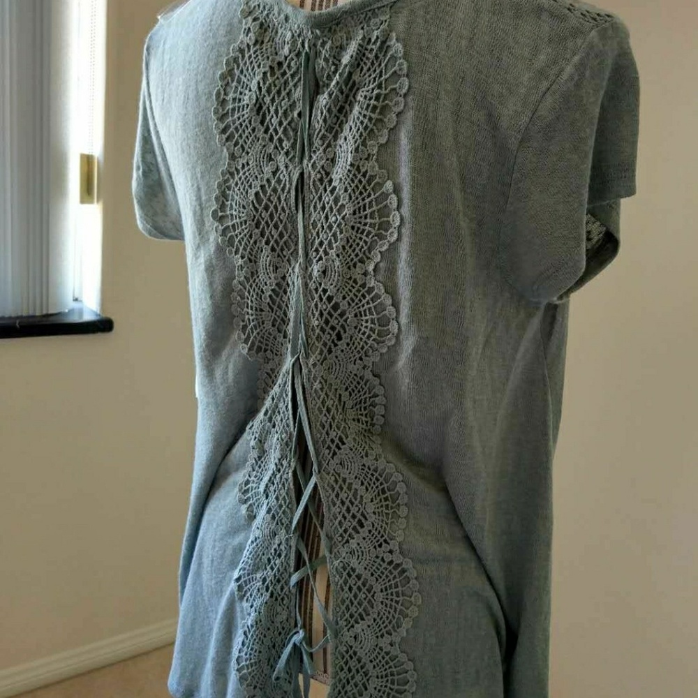 SOLD Altar'd State Fog Teal Blue Gray Knit Top